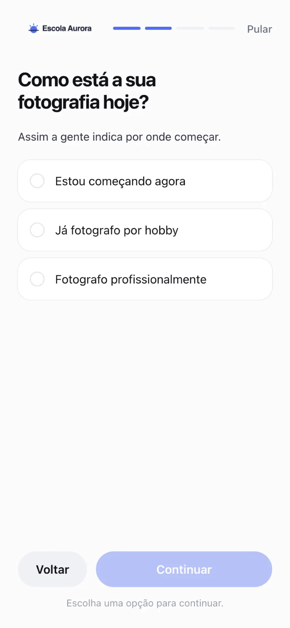 A pergunta das boas-vindas no celular do aluno