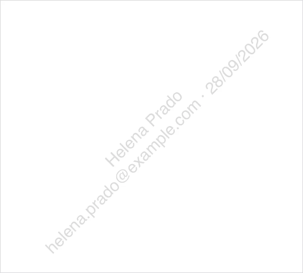 Página de um PDF baixado por uma aluna, com o nome, o e-mail e a data na diagonal
