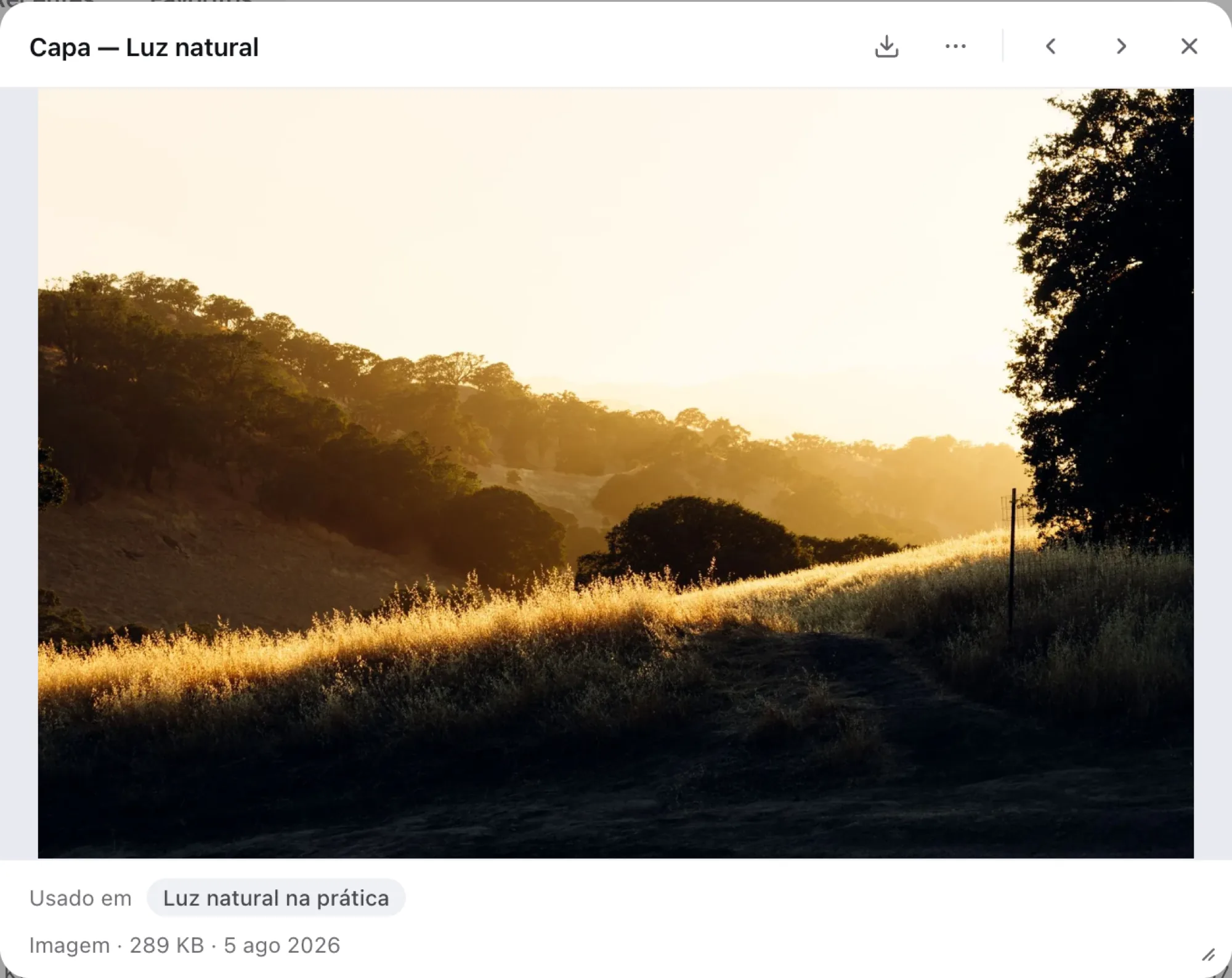 Visualização da imagem Capa — Luz natural, com Usado em: Luz natural na prática